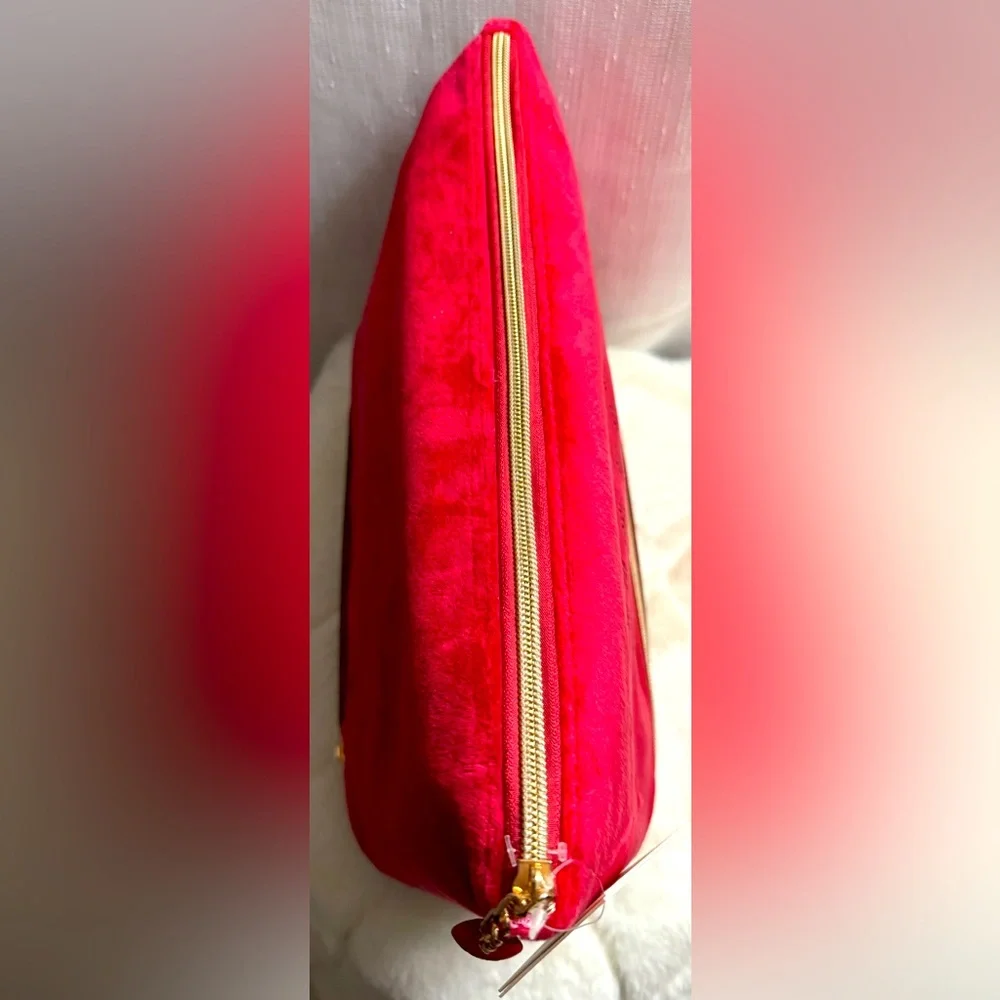 NEW Juicy Couture Red Felt Bling Cosmetics Bag